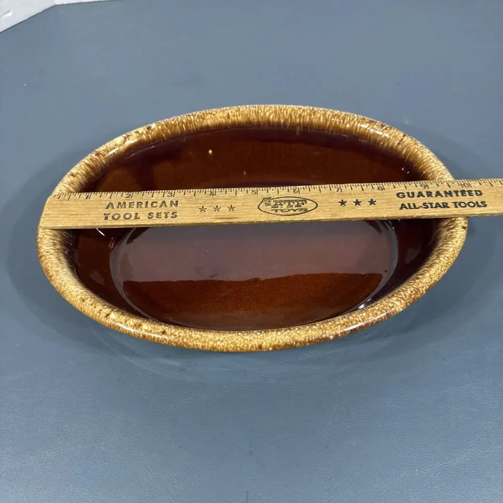 Hull Pottery Brown Drip Oval Bowl 9-3/4